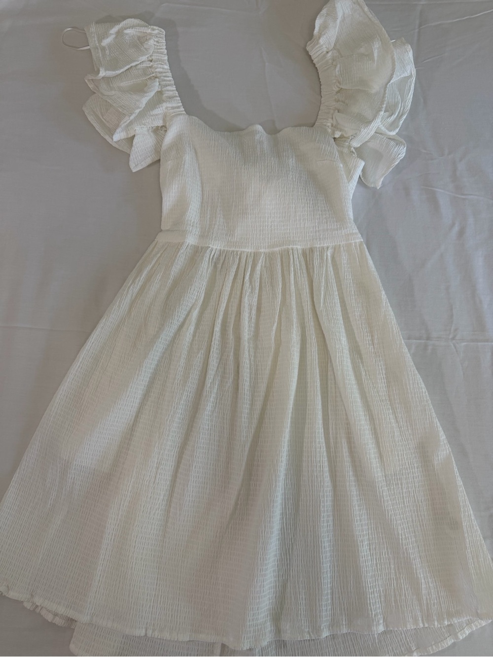 Francesca's Collections White Ruffle-Sleeve Sundress